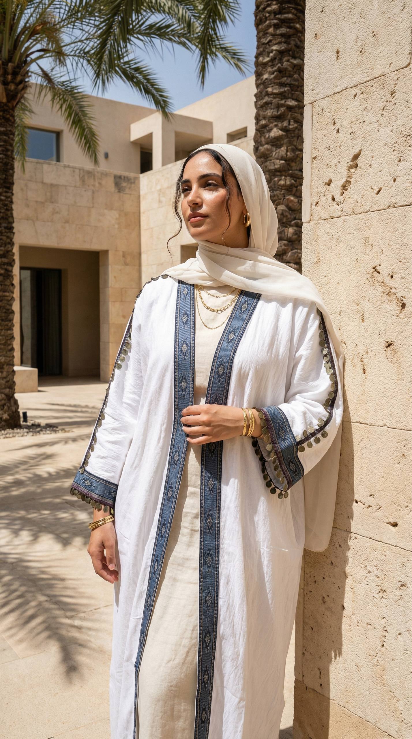 عباية كتان مطرزة